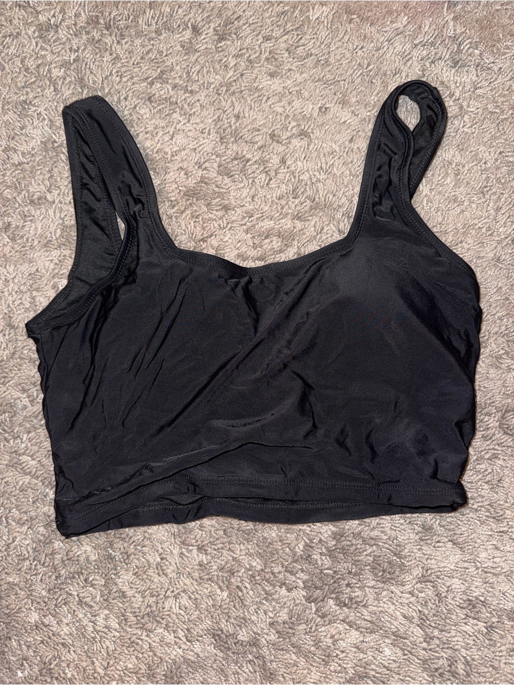 Black Women's Swim Bikini Top - Classic Scoop Crop